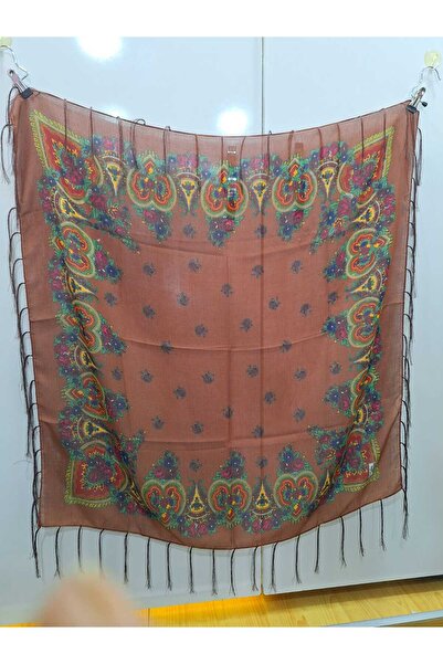 NUR TEKSTİL kadın kiremit Mardin Yöresel Hamavi Püsküllü eşarp -fular-otantik...