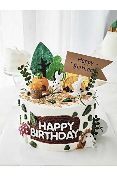 Himi Pasta Süsleri Tavşan 6 Parça Maket Kürdanlı Cupcake Pasta Süsü Doğum Gün...