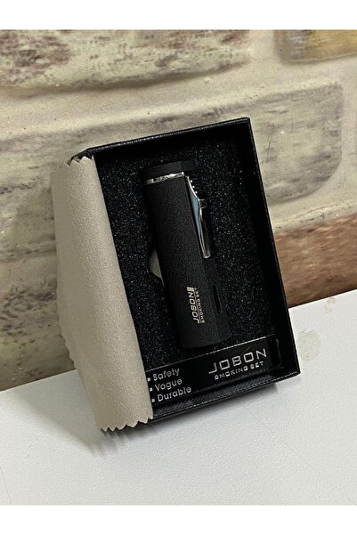 Jobon Gazlı Mat Siyah Renk Özel 3 Ateşlemeli Kişiye Özel Çakmak