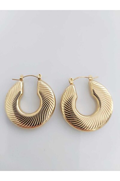 DEVİ fashion Çelik Bombeli Gold Halka Küpe