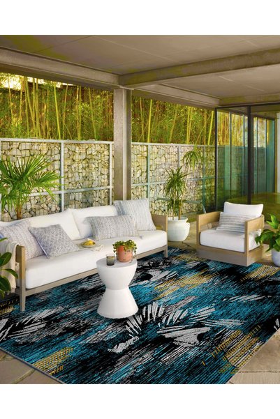 Rugs Modern Halı Blue Winged Pattern Woven Base Carpet and Washable Carpet Mi...