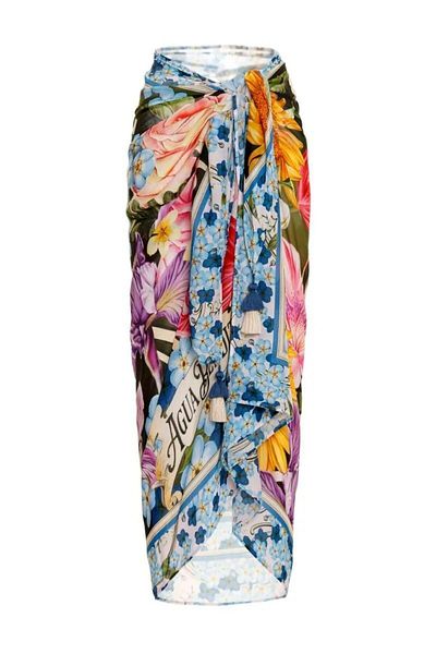 MAG FASHİON Floral Pattern Silk Satin Pareo - Shiny and Soft, 145 cm x 100 cm