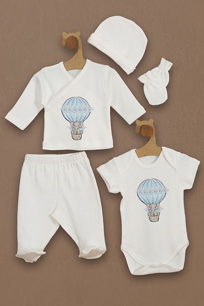 Homamia 100% Organic Hospital Exit Elephant with 5 Blue Balloons