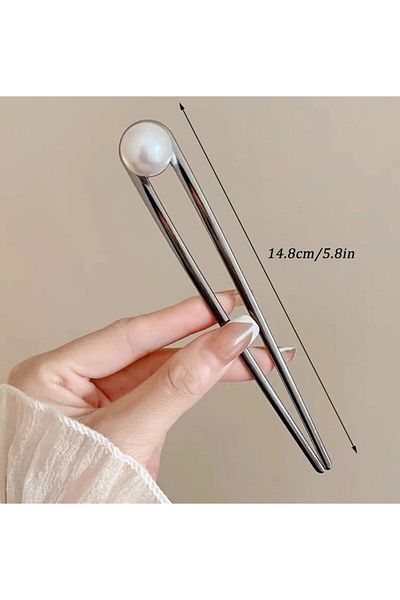 GÜLPEŞE Cataramă pentru frigărui din metal argintiu model U cu perle
