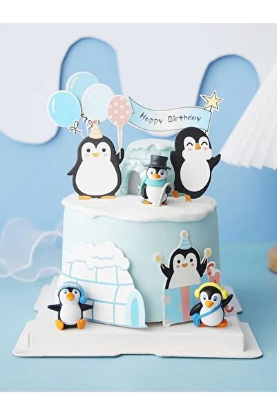 Himi Pasta Süsleri 3'lü Penguen Maket Kürdanlı Cupcake Pasta Süsü Doğum Günü ...