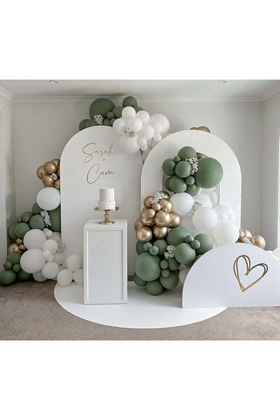 Parti Setim My Party Set^^ Gold Chrome* Sage* White 100 Balloon Set