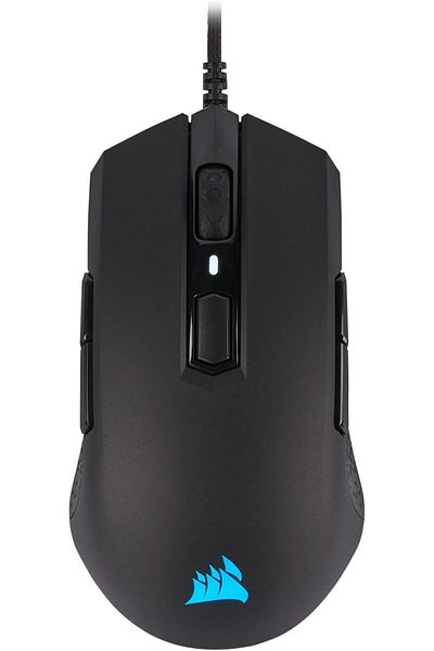 Corsair ماوس ألعاب سلكي M55 RGB Pro، مستشعر 12400 نقطة لكل بوصة، تصميم يمكن استخدامه بكلتا اليدين، 8 أزرار قابلة للبرمجة، أسود