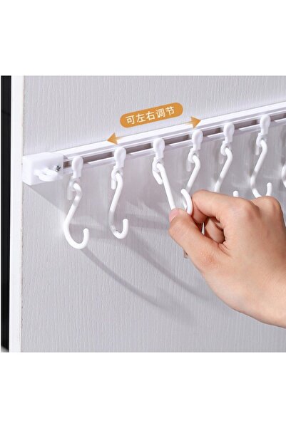 CMT 40cm Hanging Movable 10 Hooks Adhesive Self