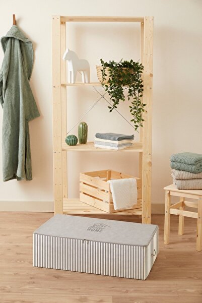 renklibebek Hurç 3 Lü Mega Boy Gri Çizgili Baza Altı Modern Organizer Çeyiz Tela Hurç ~ Ölçü: 3 X (74x46x22)
