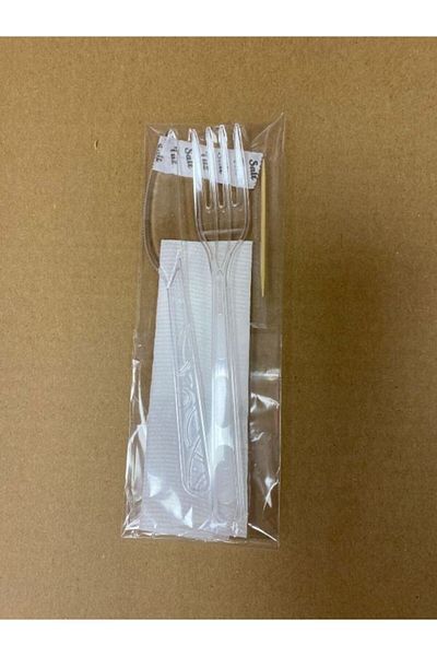 Erler Ambalaj Erler AmbTransparent 5-Piece Luxury Cutlery Set 100 Pieces