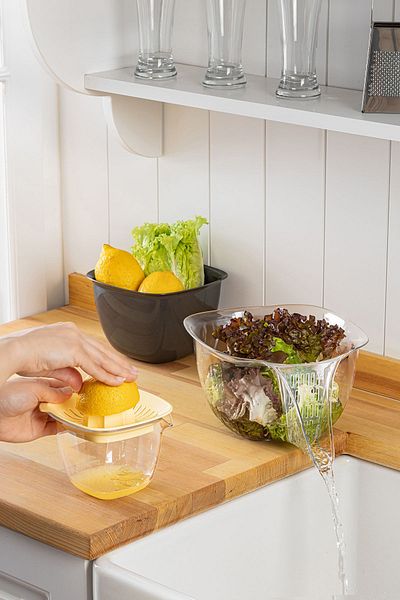 simplicity Practical 3-Piece Tidy Kitchen Strainer - Fruit, Vegetable and Lemon Washed.Mixing Bowl
