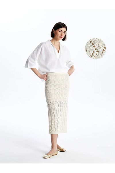 LC Waikiki LCW Vision Elastic Waist Self Patterned Women's Knitwear Skirt Skirt