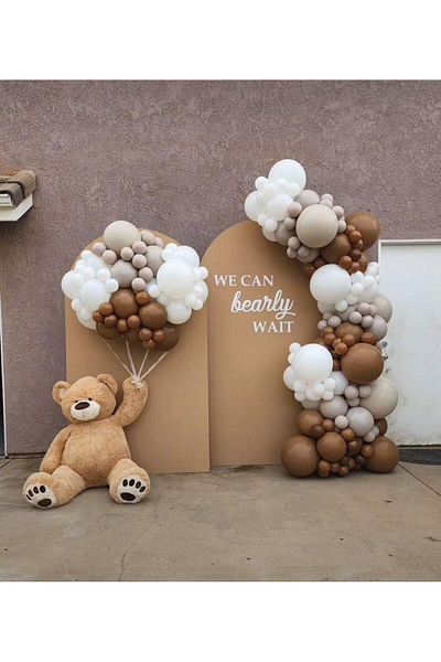 Gold Center My Party Set^^ Caramel* Sea Sand* White 100 Pieces Balloon Chain Set