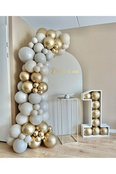 Gold Center Parti Setim^^ Gold Krom* Deniz Kumu* Taş Rengi 100 Adet Balon Seti