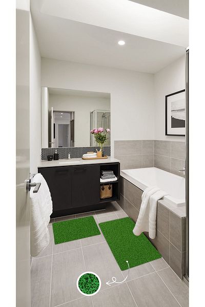 Pratixstore 2-Piece Curly Design Bath Mat - Non-Slip Shower, Sink and Wet Floor Set (90X60 60X40)