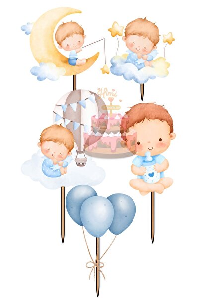 Himi Pasta Süsleri 1 Yaş İlk Doğum Günü Partisi Pasta Süsleri Kız Erkek Çocuk...