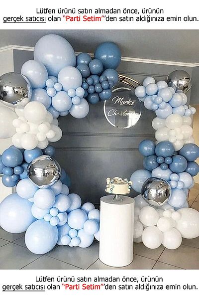Gold Center My Party Set^^ White* Macaron Blue* Deep Ocean 100 Pieces Balloon Set