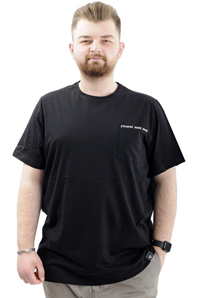 ModeXL Памучна тениска с кръгло деколте в голям размер - Mode XL CHANGE U24050 Черна