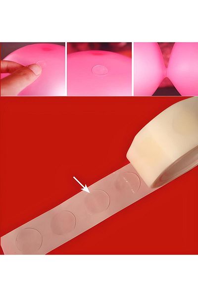 Parti Setim My Party Set^^ Double Sided Adhesive 100 Pieces Balloon Tape, Balloon Adhesive Tape 100 Pieces