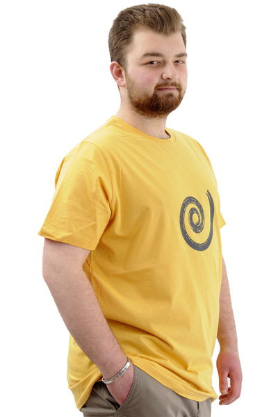 ModeXL Mustard Color Mode XL Large Size Men's T-Shirt - Crew Neck, Printed, Cotton SPIRAL U24065