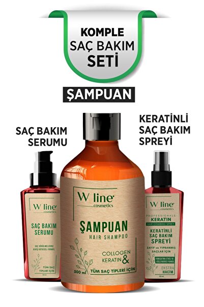 wline Saç Dökülmesine Karşı Collagen Şampuan - Saç Bakım Serumu - Keratinli K...