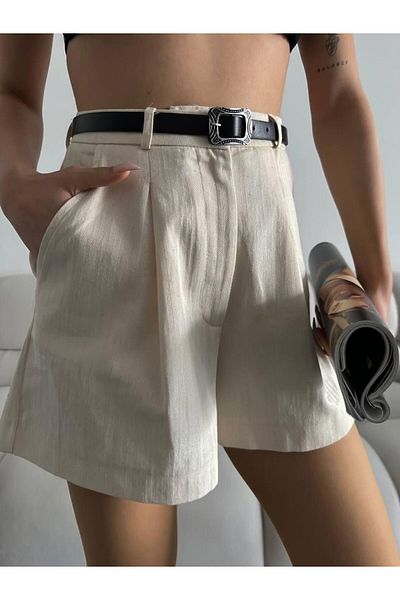 ASM Fashion Linen Shorts - Women'S, Belted Model
