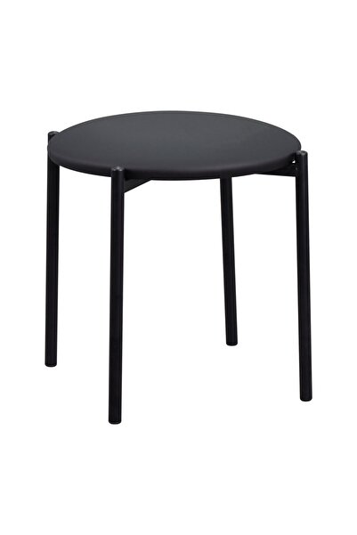 VİLİNZE Nil Siyah Metal Ayak Deri İstiflenebilir Mutfak-Balkon Taburesi (2 Adet)