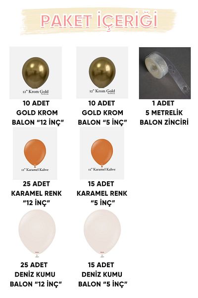 Parti Setim My Party Set^^ Gold Chrome* Caramel* Sea Sand 100 Balloon Set