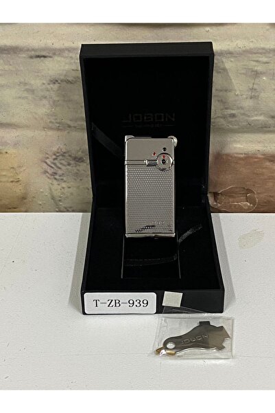 Jobon Çift Ateşlemeli Gaz Açıp Kapatmalı Gümüş Gri Renk Kişiye Özel Çakmak