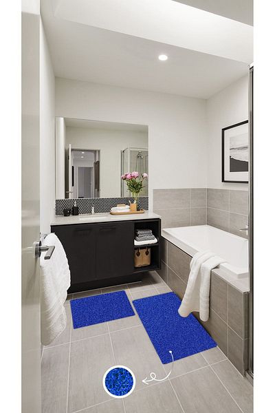 Pratixstore 2-Piece Curly Design Bath Mat - Non-Slip Shower, Sink and Wet Floor Set (90X60 60X40)