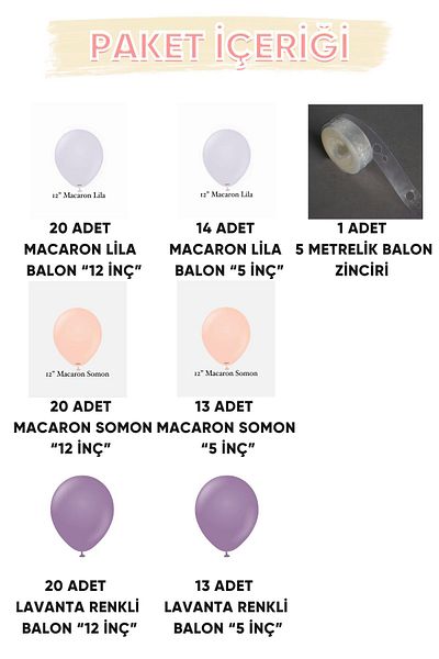 Parti Setim My Party Set ^^ Macaron Lilac* Macaron Salmon* Lavender 100 Balloon Set