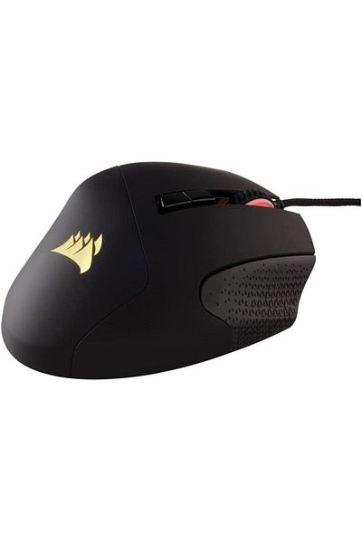 Corsair ماوس ألعاب SCIMITAR RGB ELITE MOBA/MMO، أسود، بإضاءة خلفية RGB LED، 18000 نقطة لكل بوصة، بصري.