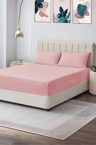 CASPARA Double 160X200 Fitted Sheet Set 2 Pillowcases