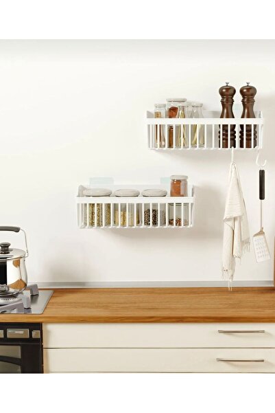 Cosargroup Mutfak Rafı 2'li Set Yapışkanlı Lüks Modern Siyah Baharatlık Rafı Organizer Düzenleyici