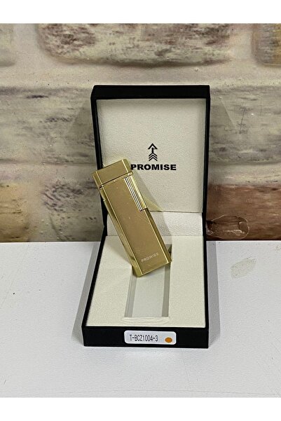 PROMISE Sarı Gold Renk Gazlı İnce Kişiye Özel Çakmak