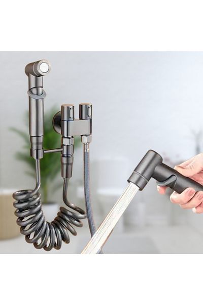 Kokutek Easy-Assembled Toilet Seat & Bathroom Cleaning Set - (Dark Gray)