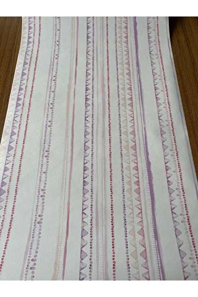 BAŞYAPI DİZAYN Pembe-mor Çizgili Ithal Duvar Kağıdı (5m²)