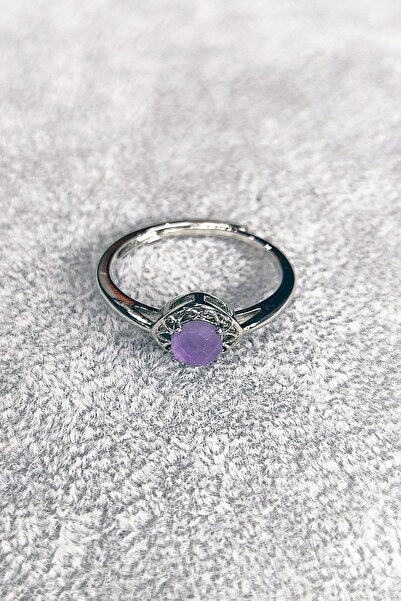 NehirTaş خاتم من الأحجار الكريمة الطبيعية مع حجر الجمشت الأصلي المعتمد المطلي بالفولاذ المقاوم للصدأ