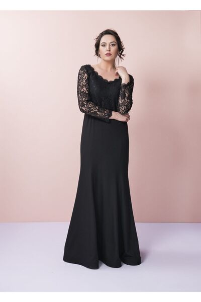 Even Plus Size - Büyük Beden Kadın Giyim Kadın Siyah Dantel Detaylı Büyük Bed...
