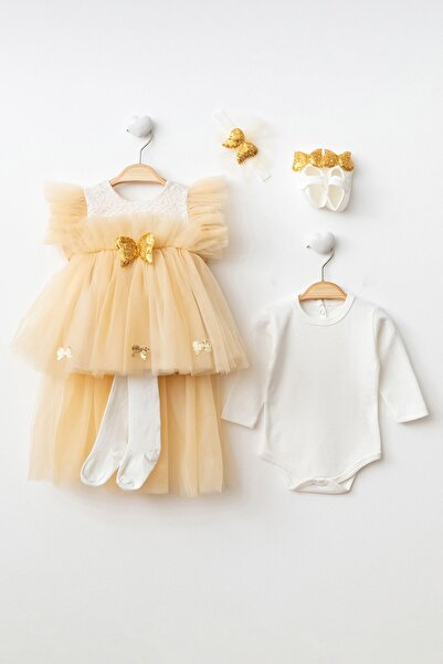 Harry&Millie Kız Bebek Melek Kanatlı Pullu Tüllü Kuyruklu Elbise 6 Aylık Abiye Düğün