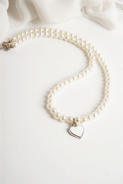 EUROMODA Pearl Necklace and Earring Set - Heart Design