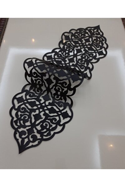 SEHARA Piele artificială neagră 1 alergator - 99x30cm, 2 bucăți Motiv frunze ...