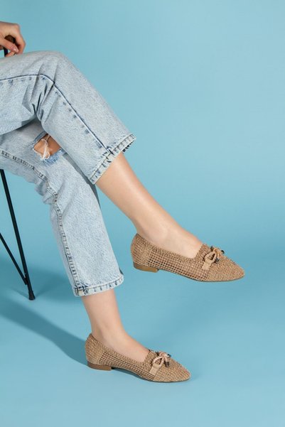bakka shoes عارية الباليه الحجر الخوص