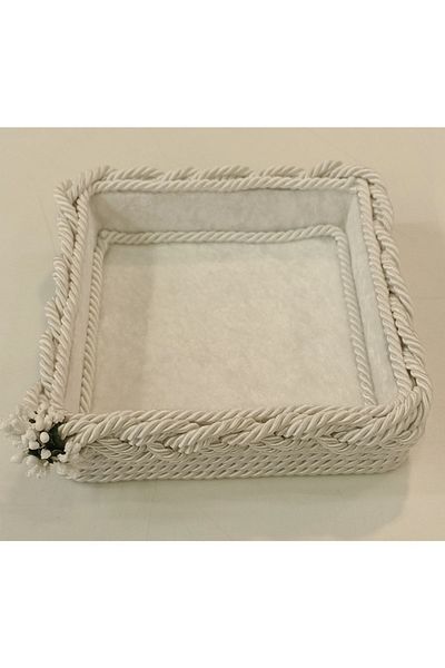 FNT Knitted Square Basket Napkin Holder Towel Holder Organizer Gift Bundle Holder Dowry Holder