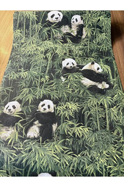 BAŞYAPI DİZAYN Bambu Ve Panda Desenli İthal Vinly Duvar Kağıdı (5m²)