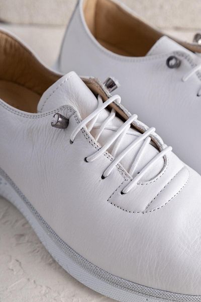 Getcho Pantofi casual albi din piele naturală Leroy pentru femei – talpă ușoară, șireturi, design confortabil
