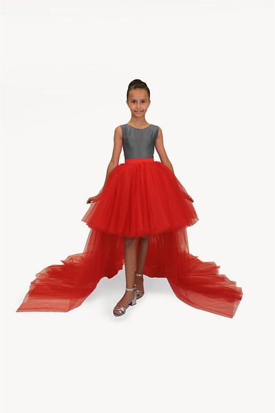 nsmkidslife Girl - Long Tailed Fluffy Tutu Skirt, Graduation Party Ball Combination