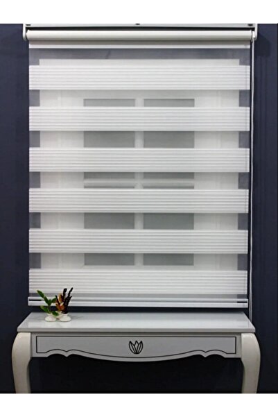 STORPEN Ekru Geniş Plise Etek Dilimsiz Zebra Stor Güneşlik Perde