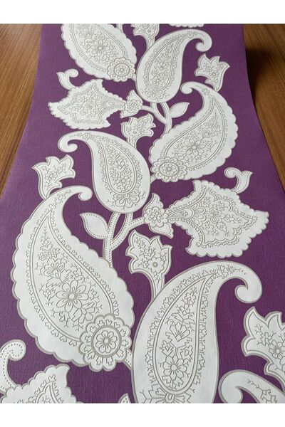 BAŞYAPI DİZAYN Mor Yaprak Desenli Ithal Duvar Kağıdı (5m²)
