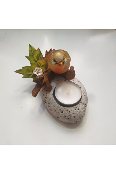 Gold home design Taş Mumluk Kuş Figürlü